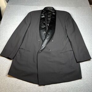 VTG Giorgio Armani Black Shawl Collar Double-Breasted Tuxedo Jacket Mens ~50L